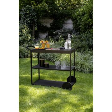 Carucior pentru servire Miro, Wenko, 80x40x98 cm, metal/lemn, negru/natur