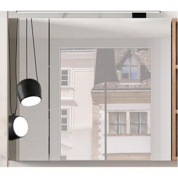 Dulap cu oglinda suspendat, Kolpasan, Naomi, cu o usa, 60 cm, natural wood