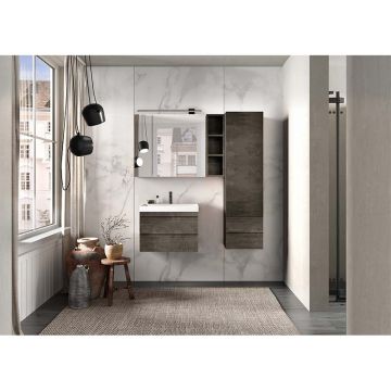 Dulap suspendat cu oglindă, Kolpasan, Naomi, cu 1 ușă, 60 cm, dark concrete