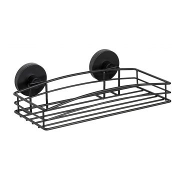 Etajera baie, Wenko, Vacuum-Loc, 26 x 14 x 6.5 cm, inox, negru