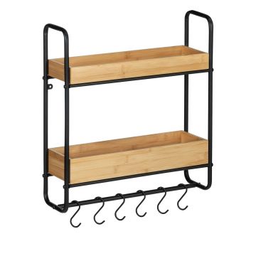 Etajera bucatarie/baie, Wenko, Loft, 15 x 48 x 52 cm, bambus/metal, negru/maro