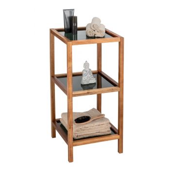 Etajera cu 3 rafturi Fondi, Wenko, 36x36x79 cm, lemn de salcam/sticla, maro/negru