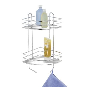 Etajeră de colț pentru baie Exclusive, Wenko, 23x30.5x43 cm, metal, argintiu lucios