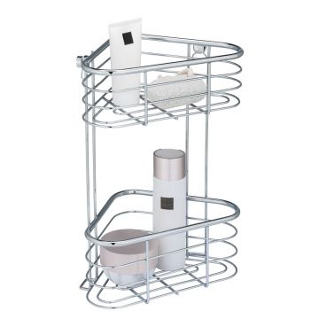 Etajera de colet pentru baie, Wenko, Trestina, 25 x 35 x 16.5 cm, inox, gri