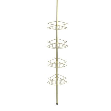 Etajera de colt extensibila, Wenko, Dolcedo, 31 x 23 x 62-275 cm, inox, auriu