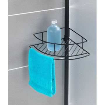 Etajera de colt extensibila, Wenko, Telescopic Dolcedo, 31 x 13.5 x 65-275 cm, inox, negru