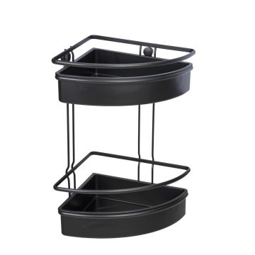 Etajera de colt pentru baie, Wenko, Molinella, 30 x 21.5 x 35 cm, inox/plastic, negru