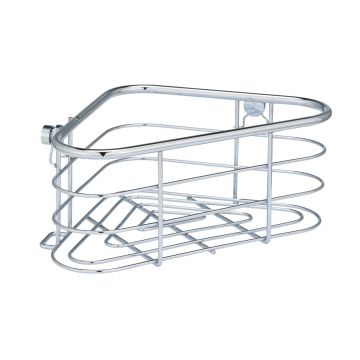 Etajera de colt pentru baie, Wenko, Trestina, 25 x 16.5 x 10.5 cm, inox, gri