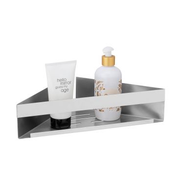 Etajera de colt pentru baie, Wenko, Turbo-Loc, Genova Matt, 36 x 8 x 17 cm, inox, gri