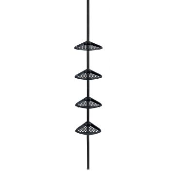 Etajera extensibila de colt, Allstar, Opal, 19.5 x 26 x 85-250 cm, metal, negru