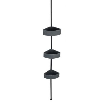 Etajera extensibila pentru dus, Wenko, Villata, 28 x 275 x 20.5 cm, inox/polirasina, gri/negru
