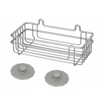 Etajera pentru baie/bucatarie fara gaurire si insurubare, Artic Frost, Metaltex, 22X11x10 cm,  metal/ invelis din polytherm, argintiu