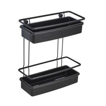 Etajera pentru baie, Wenko, Molinella, 30 x 35 x 14 cm, inox/plastic, negru