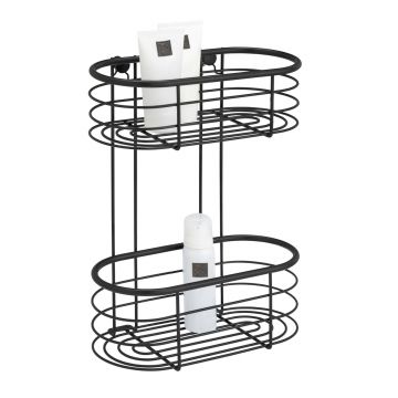 Etajera pentru baie, Wenko, Trestina, 26 x 35 x 14 cm, inox, negru