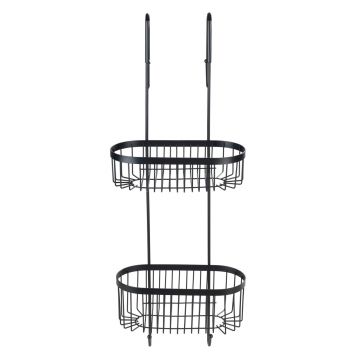 Etajera suspendabila pentru dus, Wenko, Serino, 25.5 x 70 x 19.5 cm, inox, negru