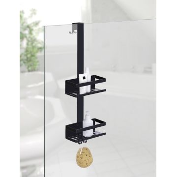 Etajera suspendata pentru baie cu 2 rafturi Bribano Duo, Wenko, 23x18x71 cm, inox, negru