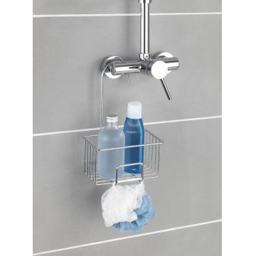 Etajera suspendata pentru baie Milito, Wenko, 18x13x28.5 cm, inox/PET, argintiu