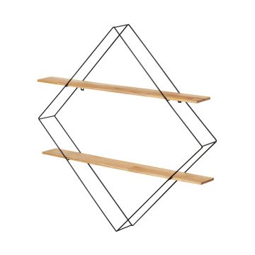 Etajera, Wenko, Geo, 56 x 56 x 10 cm, lemn/metal, negru/maro
