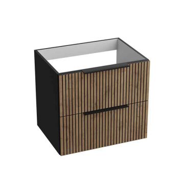 Mobilier suspendat pentru lavoar Spectrum, Omaha, finisaj riflat, 60 cm, wood black
