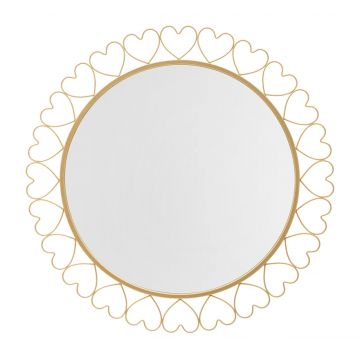 Oglinda de perete Hearts, Mauro Ferretti, Ø 80 cm, fier/MDF, auriu