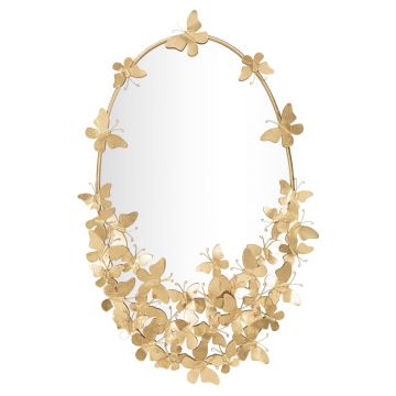 Oglinda decorativa Butterfly, Mauro Ferretti, 89.5 cm, fier, auriu