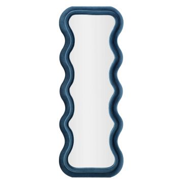 Oglinda decorativa Emily, Mauro Ferretti, 60x160 cm, MDF/rama acoperita cu catifea, albastru