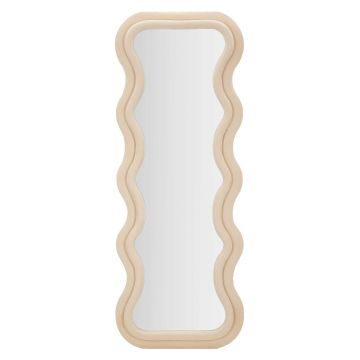 Oglinda decorativa Emily, Mauro Ferretti, 60x160 cm, MDF/rama acoperita cu catifea, crem