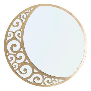 Oglinda decorativa Luna Astratta, Mauro Ferretti, Ø 72 cm, fier, auriu