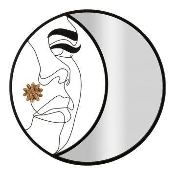 Oglinda decorativa Melly, Mauro Ferretti, 80 cm, fier/sticla, negru/auriu