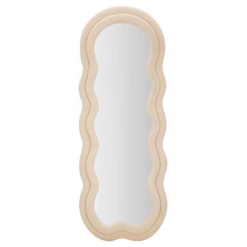 Oglinda decorativa Miki, Mauro Ferretti, 60x160 cm, MDF/rama acoperita cu catifea, crem