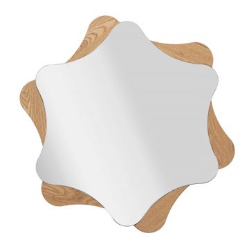 Oglinda decorativa Star, Mauro Ferretti, 80 cm, MDF/sticla, natural