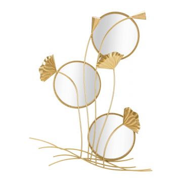 Oglinda decorativa Triple Flow, Mauro Ferretti, 65 x 88 cm, fier/MDF, auriu
