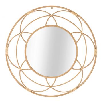 Oglinda decorativa Valencia, Mauro Ferretti, Ø 60 cm, ratan, maro
