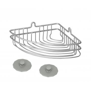 Polita de colt fara gaurire si insurubare, Artic Frost, Metaltex, 19x19x10 cm,  metal/ invelis din polytherm, argintiu