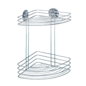 Polita de colt pentru baie, Wenko, Turbo-Loc®, 26.5 x 33 x 20 cm, inox