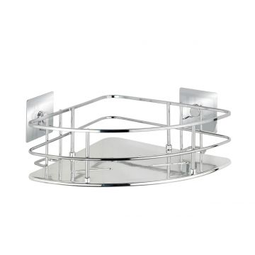 Polita de colt pentru baie, Wenko, Turbo-Loc®, 27.5 x 10 x 19.3 cm, inox/plastic