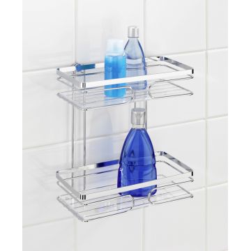 Polita pentru baie Premium, Wenko, 24x13.5x27 cm, inox, argintiu lucios