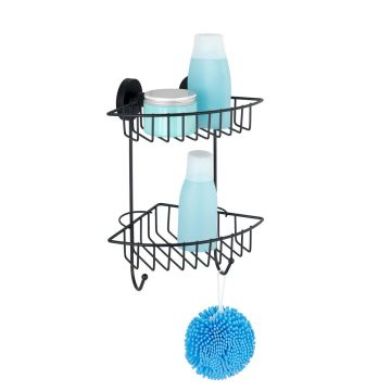 Polita pentru baie Rack Bari, Wenko, 22.5x16x29.5 cm, metal/otel, negru