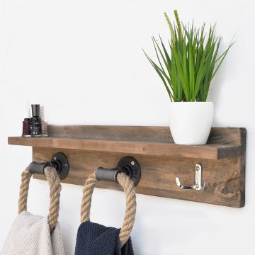 Raft de perete, Evila Originals, Boruraf174, 70x14x12 cm, Lemn, Maro