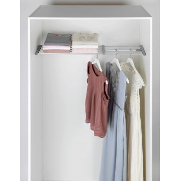 Raft extensibil pentru dulapuri, Wenko, Telescopic Clamp-In, 70-120 x 23 x 3 cm, aluminiu/plastic, gri