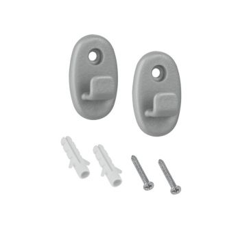 Set 2 elemente de fixare Onda,  Metaltex, 8 x 18 x 1.5 cm, plastic, argintiu