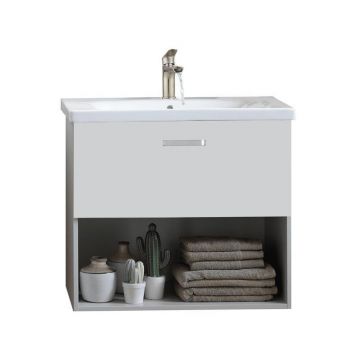 Set mobilier si lavoar Kolpasan, Evelin, 1 sertar, 80 cm, alb / white