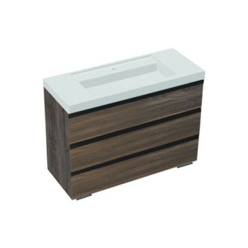 Set mobilier stativ cu lavoar Kolpasan, Harmony 120 cm, 3 sertare, dark oak