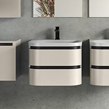 Set mobilier suspendat si lavoar, Kolpasan, Vittoria, 60 cm, beige mat