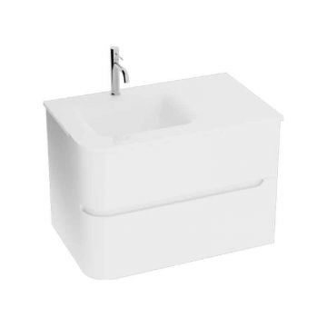 Set mobilier suspendat si lavoar, Spectrum, Alcazar 60, colț rotunjit și lavoar din sticlă, alb