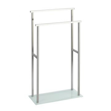 Suport pentru prosoape de baie, Wenko, Debar, 20 x 46 x 83 cm, inox/sticla, alb