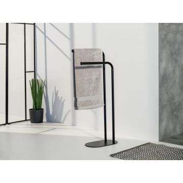 Suport pentru prosoape Levante, Wenko, 30x17x79 cm, otel, negru