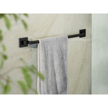 Suport pentru prosoape Quadro Black, Wenko, 60.5x5x6 cm, inox/ABS, negru
