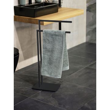 Suport pentru prosoape Recco, Wenko, 48x20x80.5 cm, metal/otel, negru
