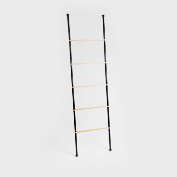 Suport pentru prosoape Taru, Homla, 45x2x159.5 cm, metal/lemn, negru/natur